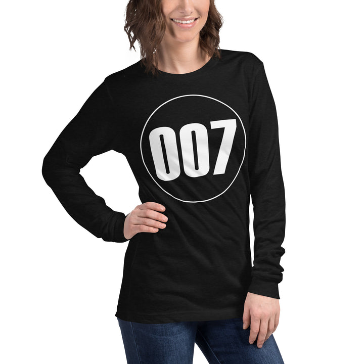 Unisex Long Sleeve Tee: White on Black 007