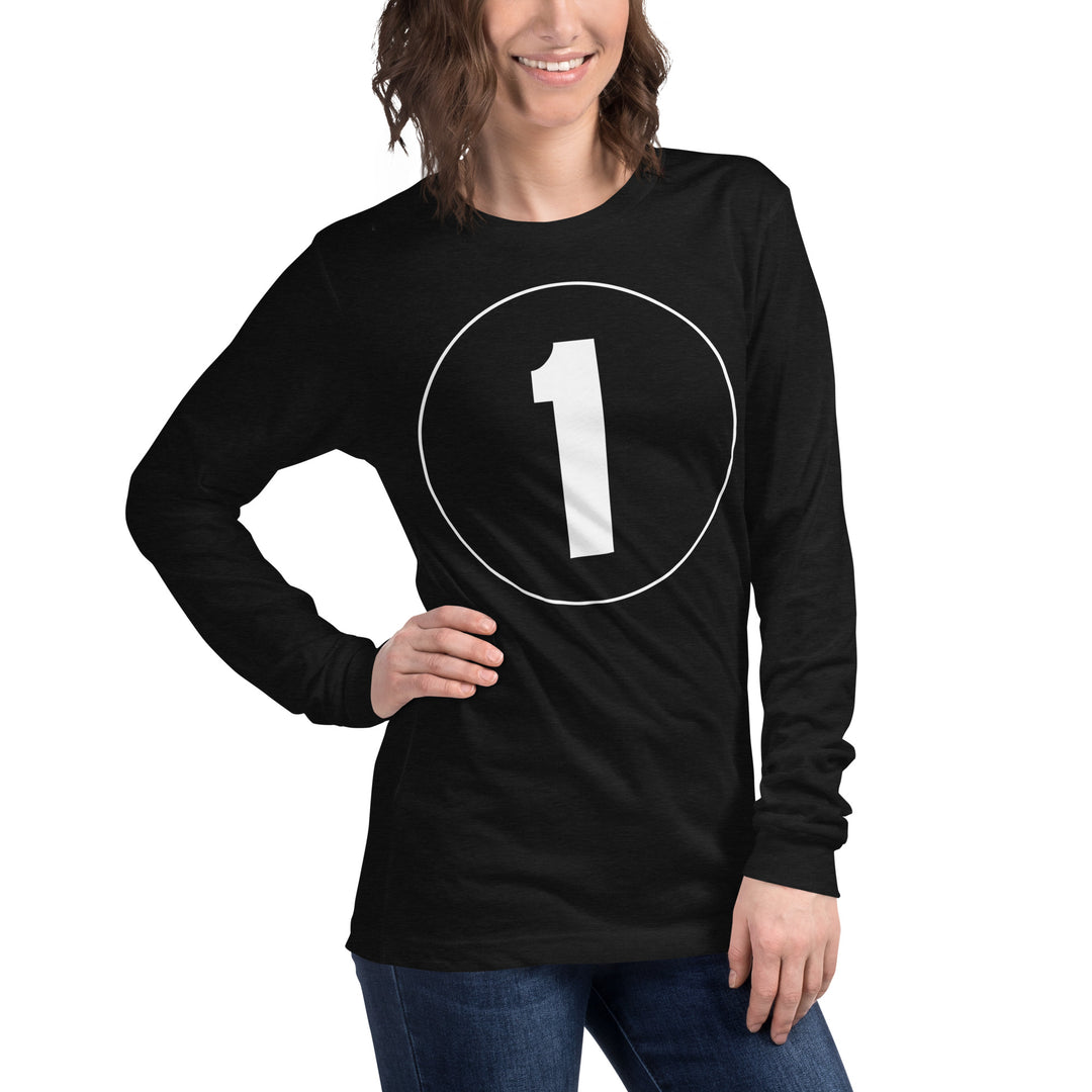 Unisex Long Sleeve Tee: White on Black 1