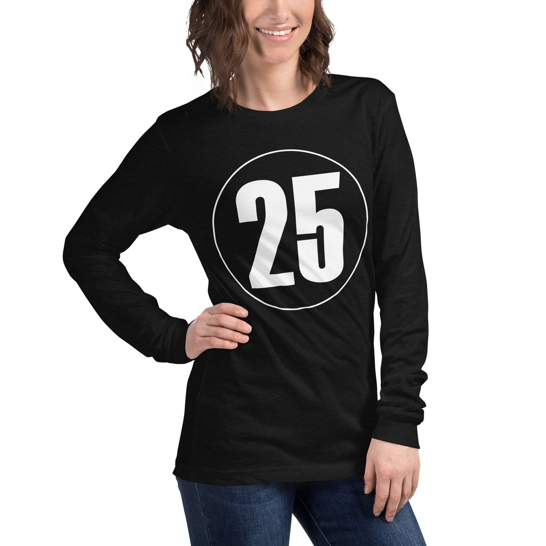 Unisex Long Sleeve Tee: White on Black 25