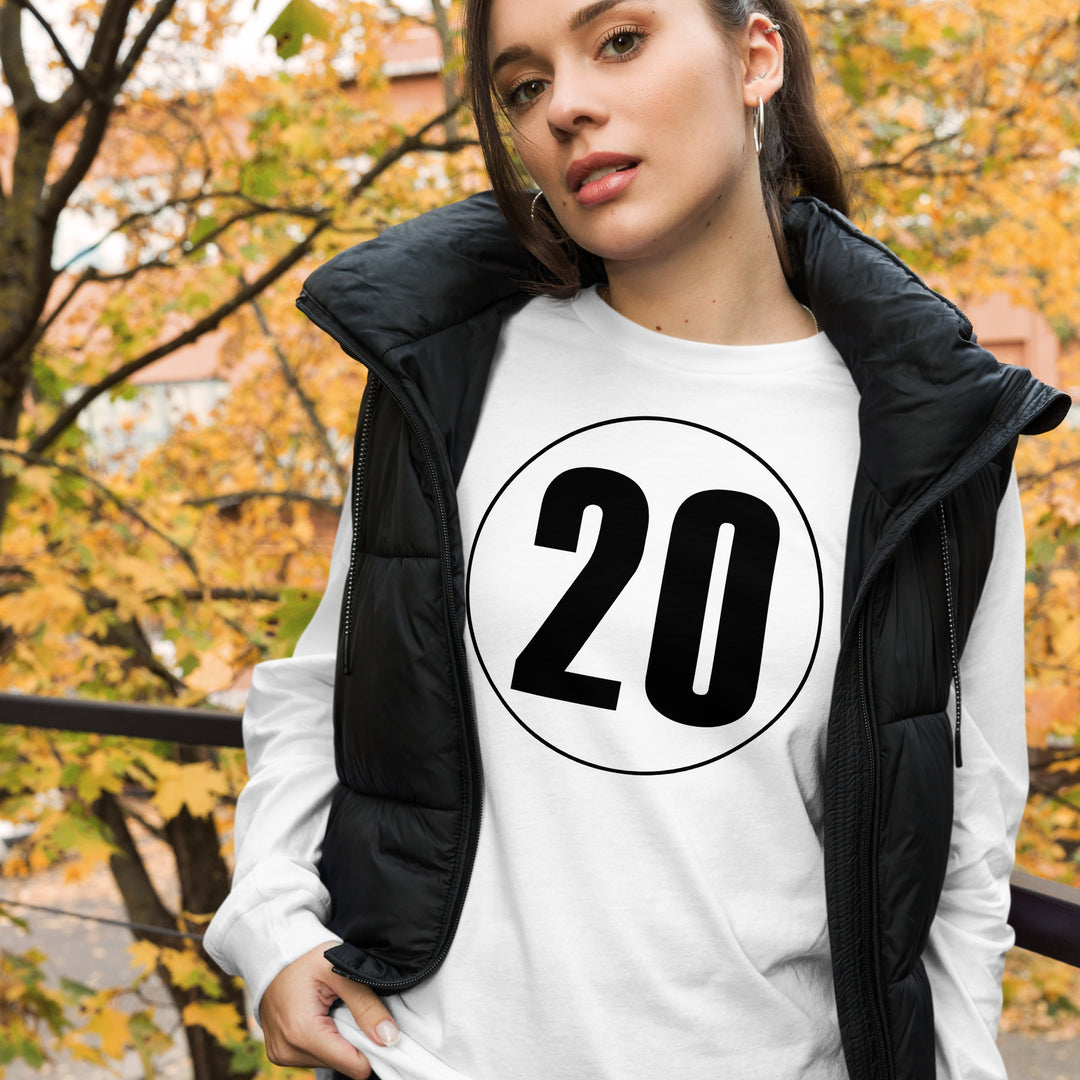 Unisex Long Sleeve Tee: Black on White 20