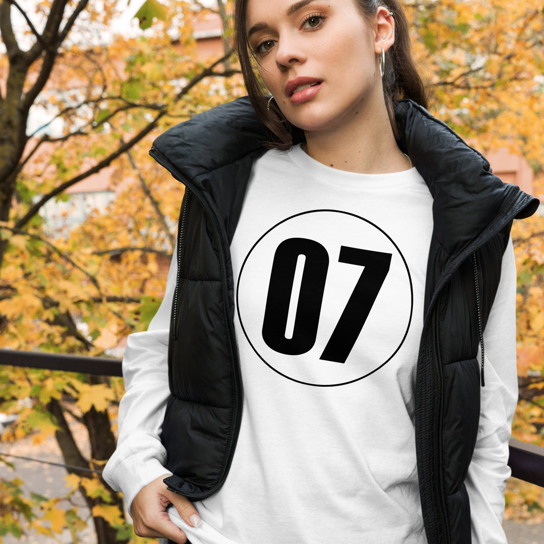 Unisex Long Sleeve Tee: Black on White 07