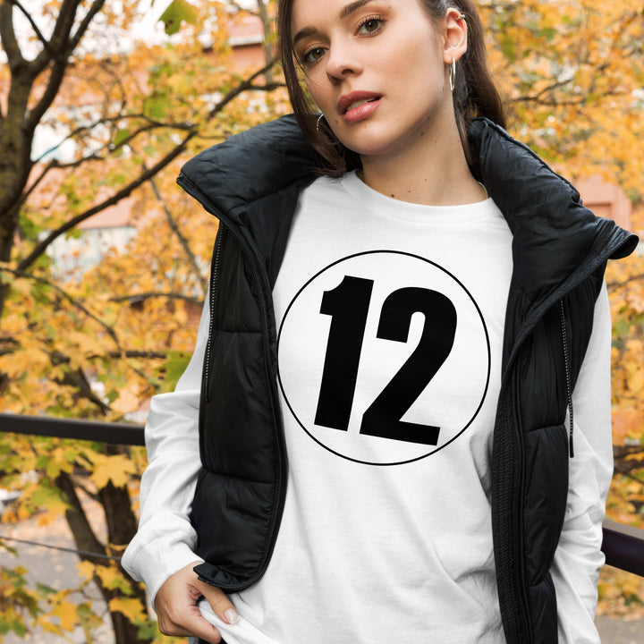 Unisex Long Sleeve Tee: Black on White 12