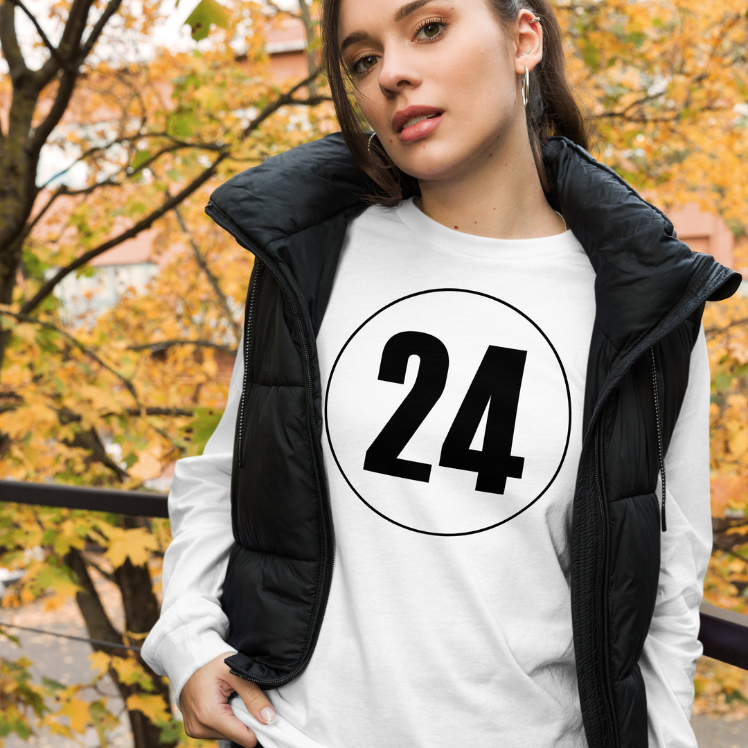 Unisex Long Sleeve Tee: Black on White 24