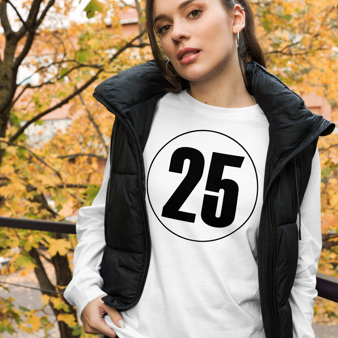 Unisex Long Sleeve Tee: Black on White 25