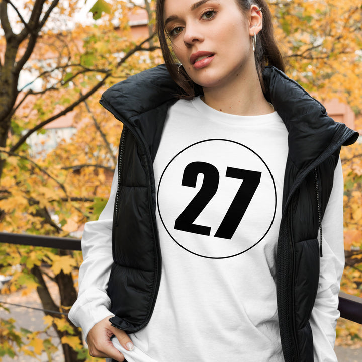 Unisex Long Sleeve Tee: Black on White 27