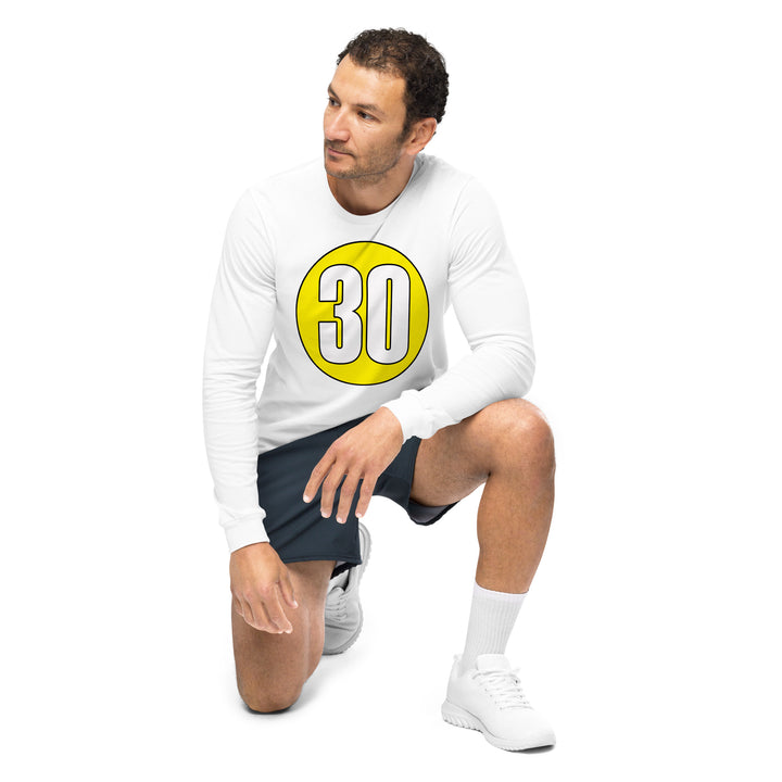 Unisex Long Sleeve Tee: White on Yellow 30