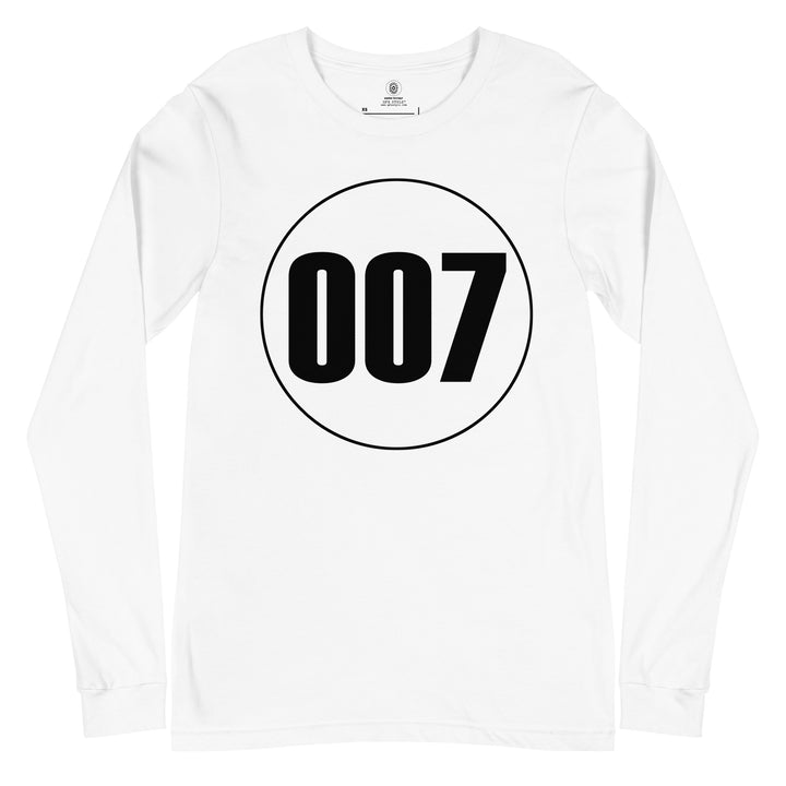 Unisex Long Sleeve Tee: Black on White 007