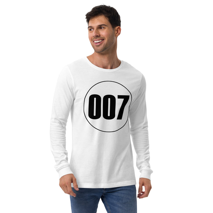 Unisex Long Sleeve Tee: Black on White 007