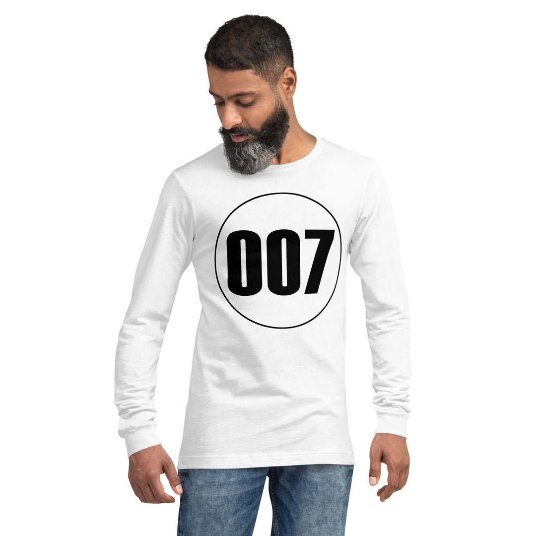 Unisex Long Sleeve Tee: Black on White 007