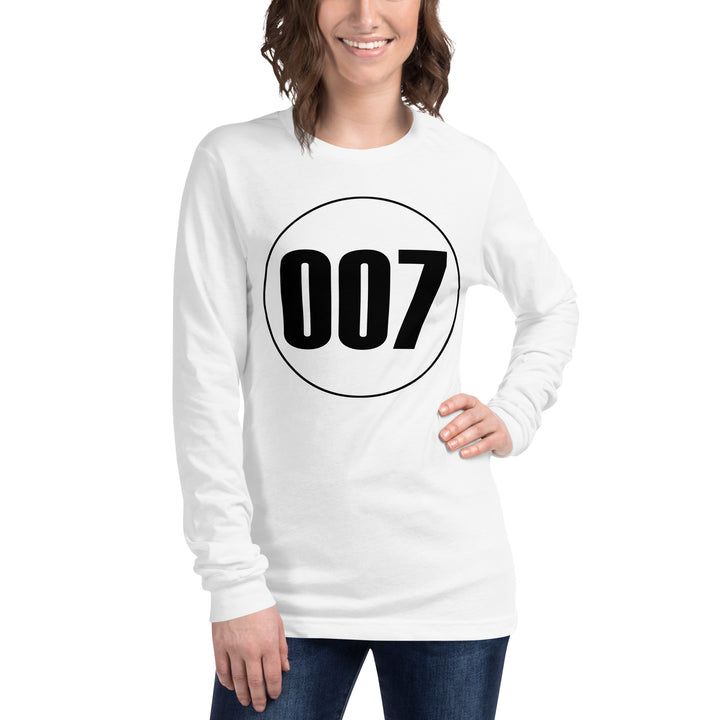 Unisex Long Sleeve Tee: Black on White 007