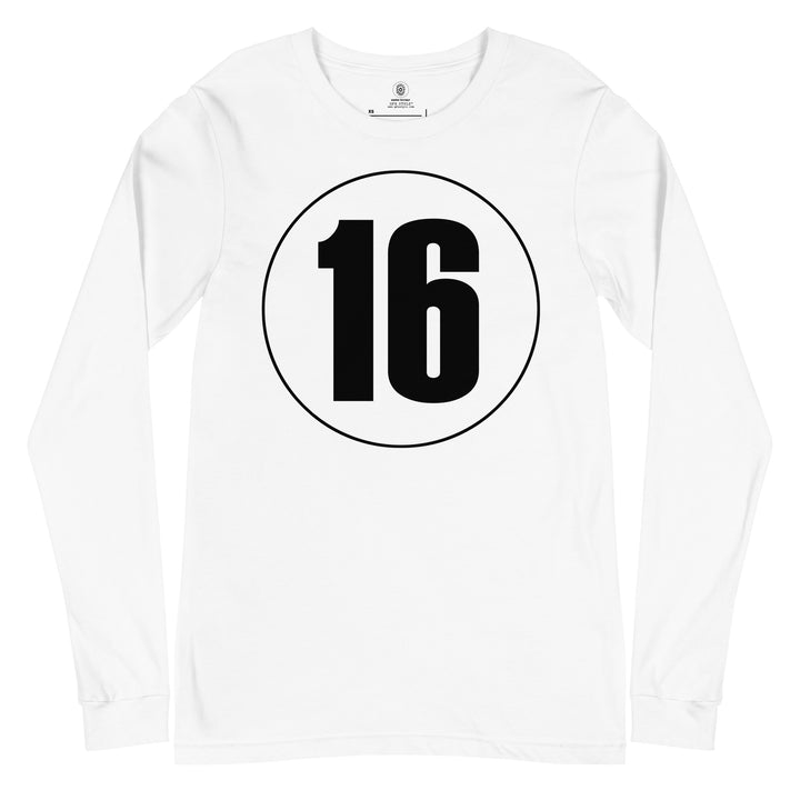 Unisex Long Sleeve Tee: Black on White 16