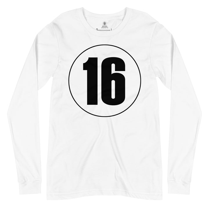 Unisex Long Sleeve Tee: Black on White 16