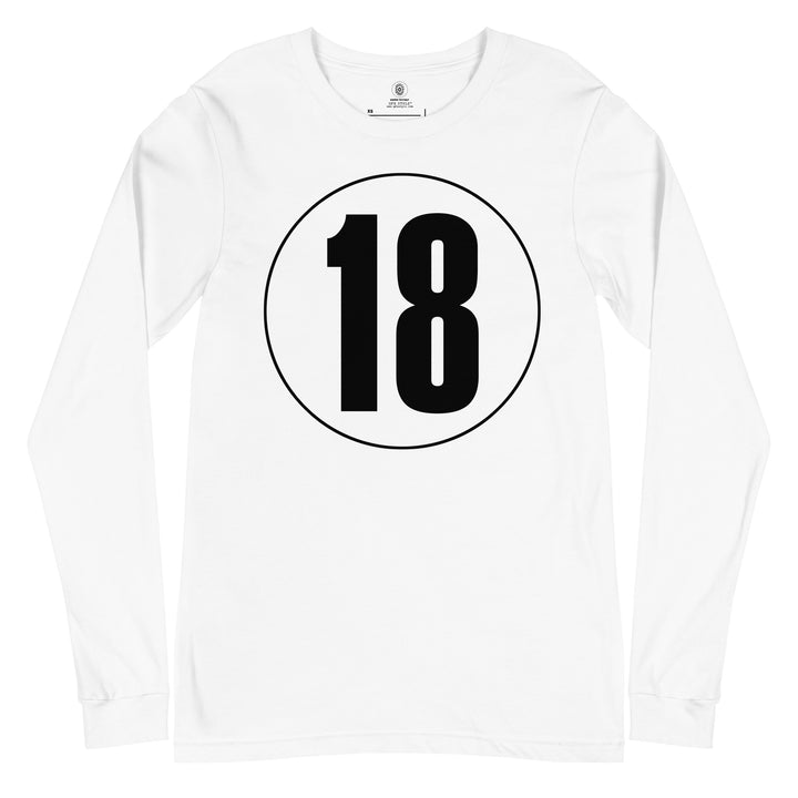 Unisex Long Sleeve Tee: Black on White 18