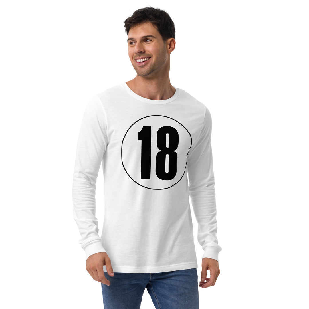 Unisex Long Sleeve Tee: Black on White 18