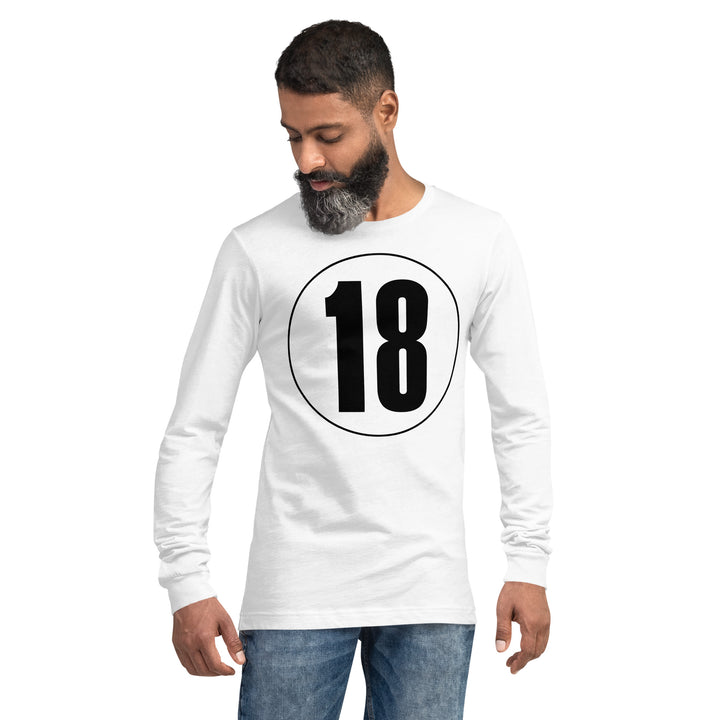 Unisex Long Sleeve Tee: Black on White 18