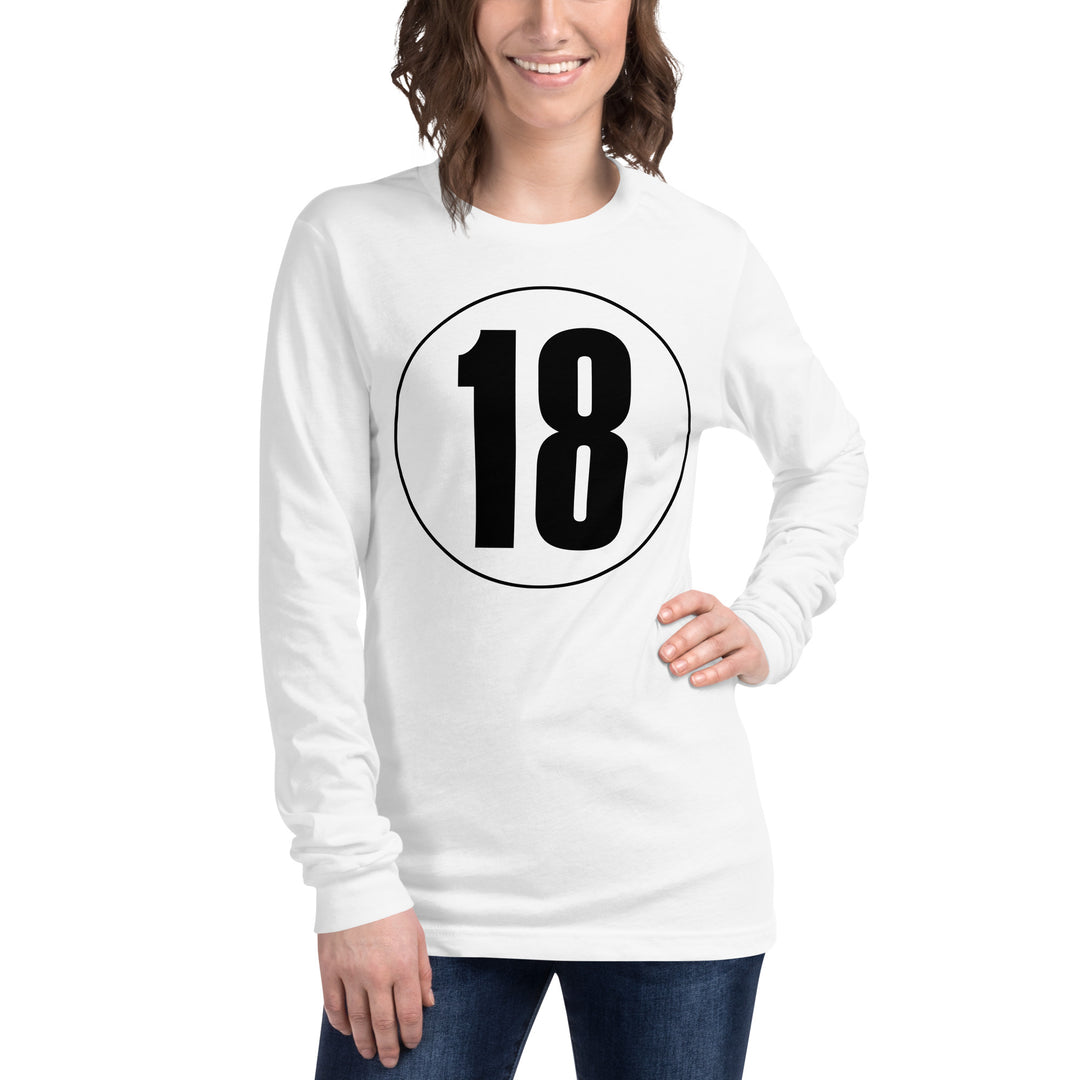 Unisex Long Sleeve Tee: Black on White 18