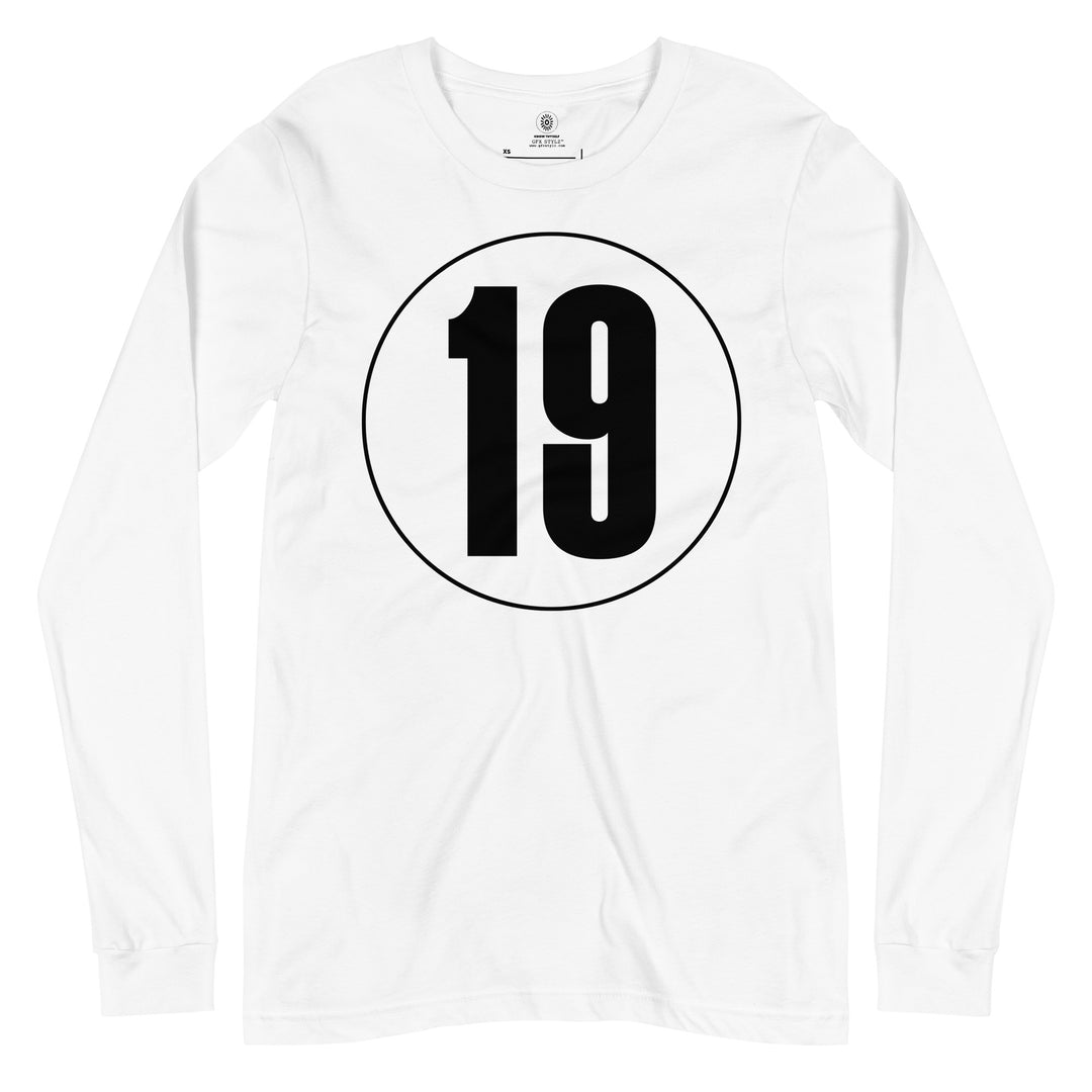 Unisex Long Sleeve Tee: Black on White 19