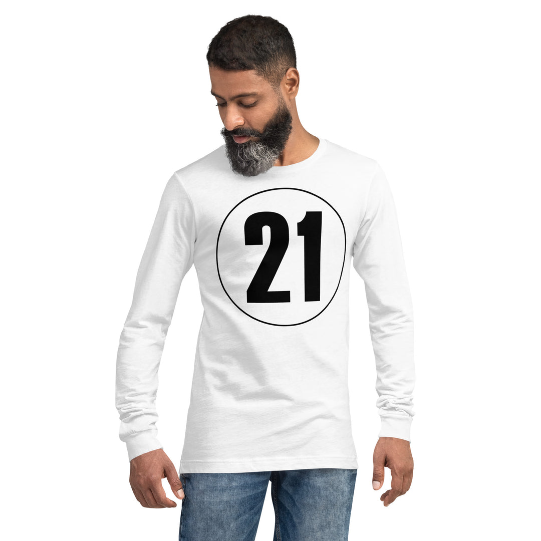 Unisex Long Sleeve Tee: Black on White 21