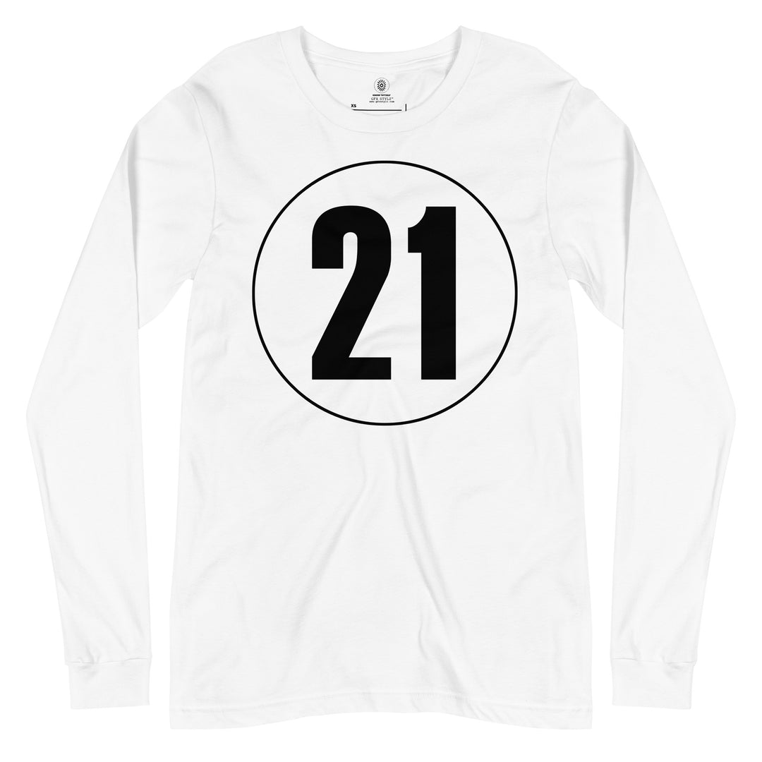 Unisex Long Sleeve Tee: Black on White 21