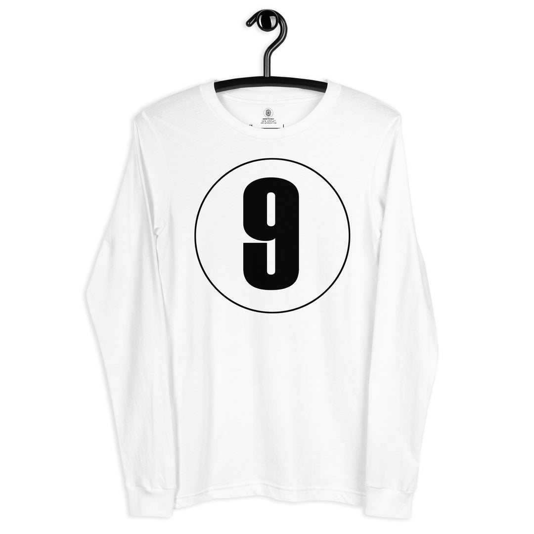 Unisex Long Sleeve Tee: Black on White 9