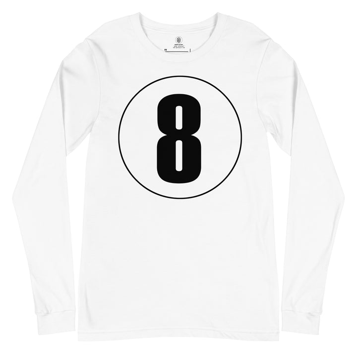 Unisex Long Sleeve Tee: Black on White 8