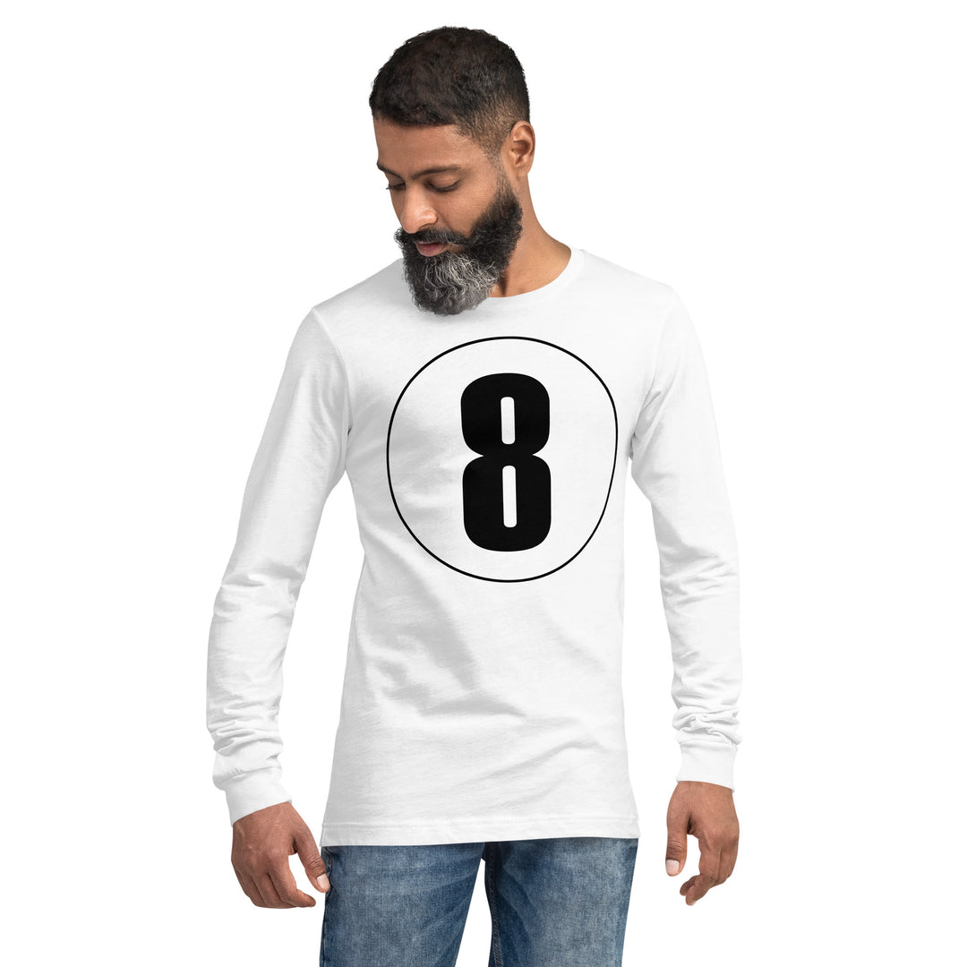 Unisex Long Sleeve Tee: Black on White 8