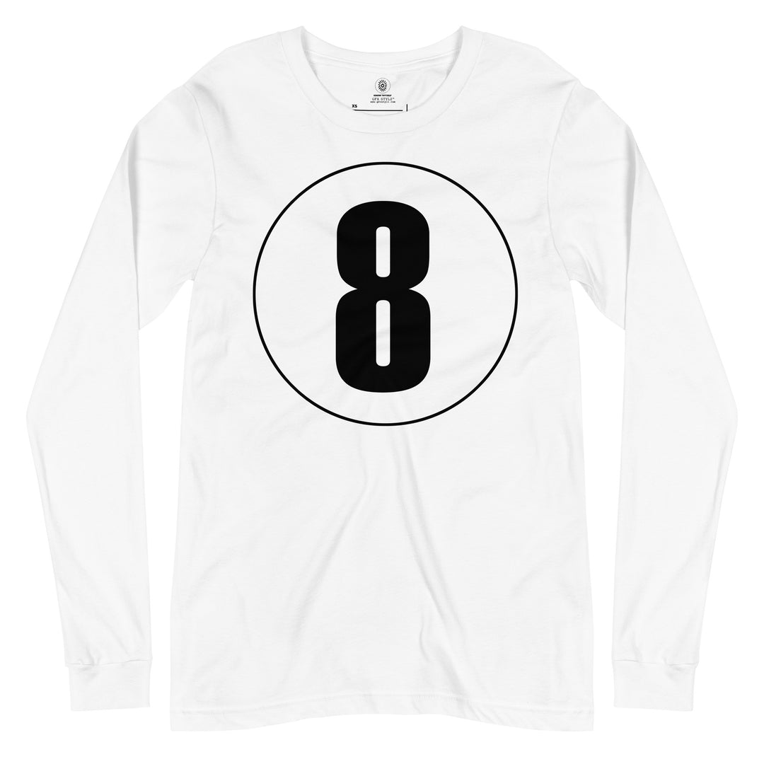 Unisex Long Sleeve Tee: Black on White 8