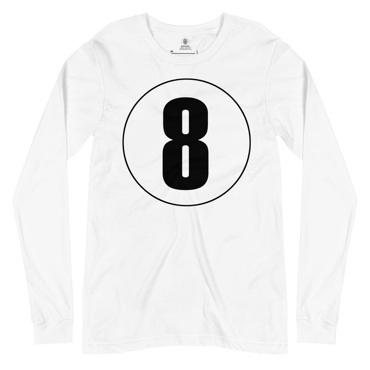 Unisex Long Sleeve Tee: Black on White 8