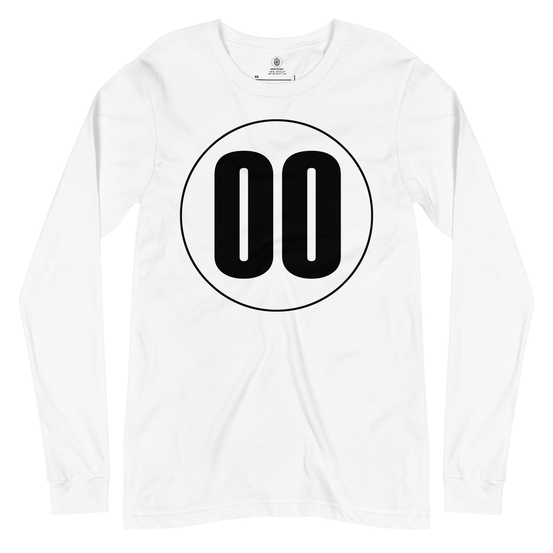 Unisex Long Sleeve Tee: Black on White 00