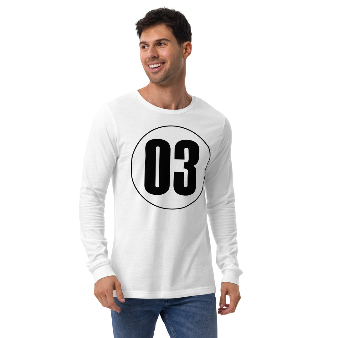 Unisex Long Sleeve Tee: Black on White 03