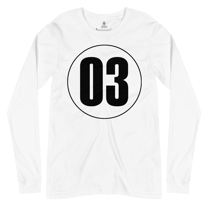 Unisex Long Sleeve Tee: Black on White 03