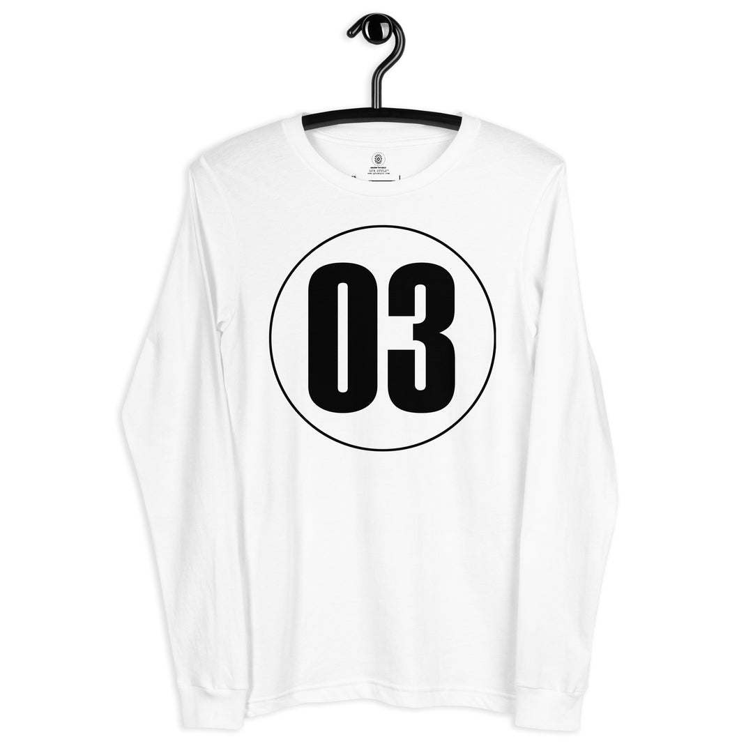 Unisex Long Sleeve Tee: Black on White 03