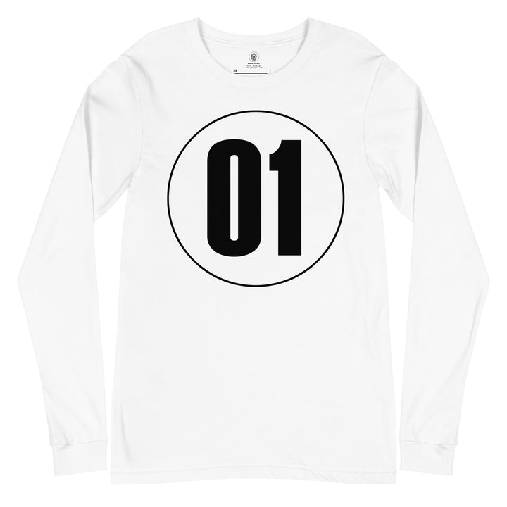 Unisex Long Sleeve Tee: Black on White 01