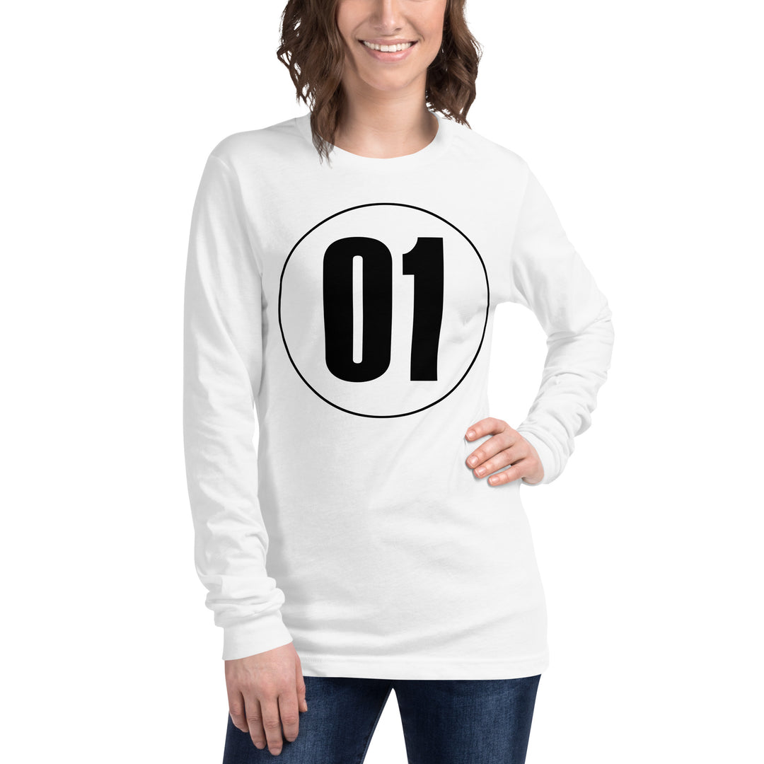 Unisex Long Sleeve Tee: Black on White 01