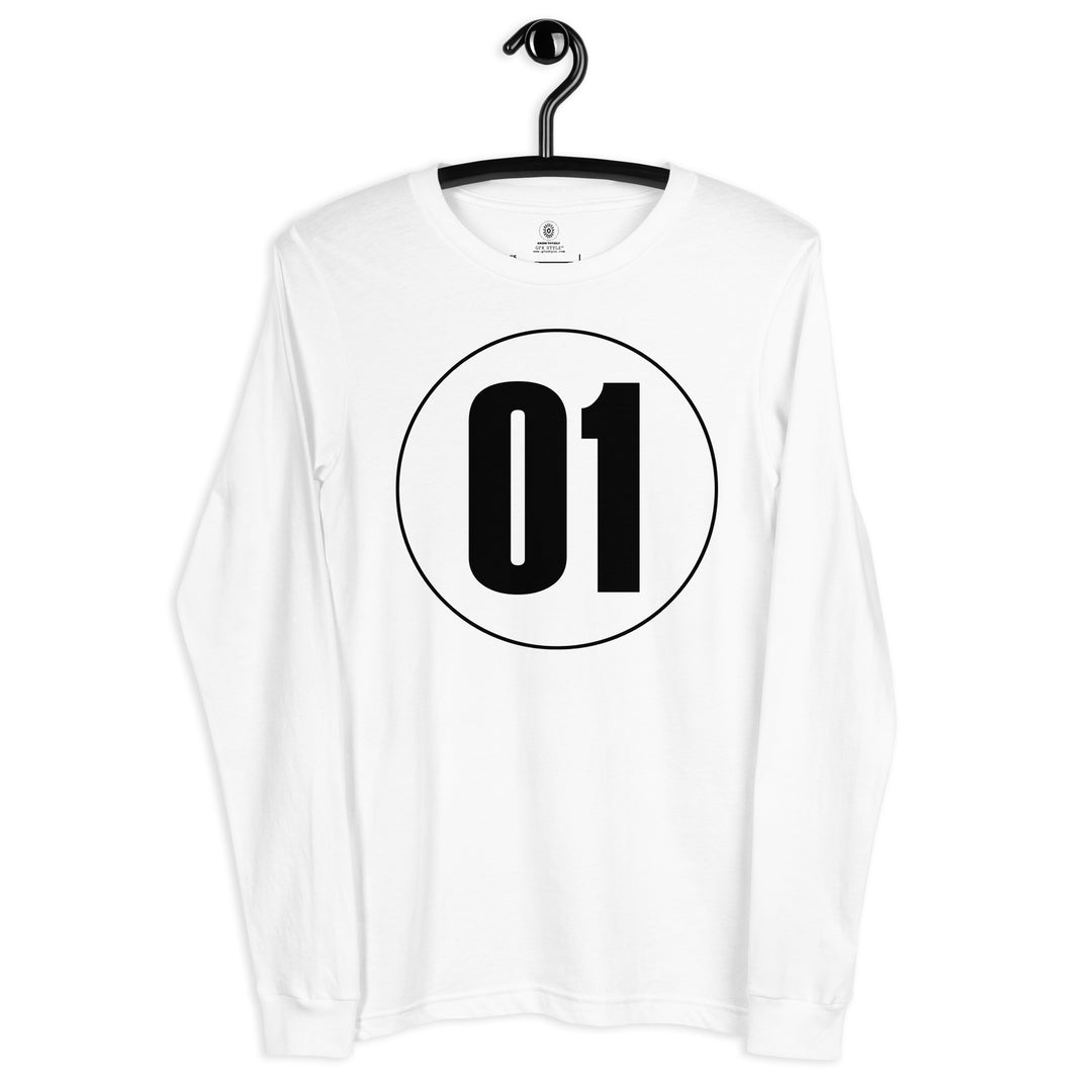 Unisex Long Sleeve Tee: Black on White 01