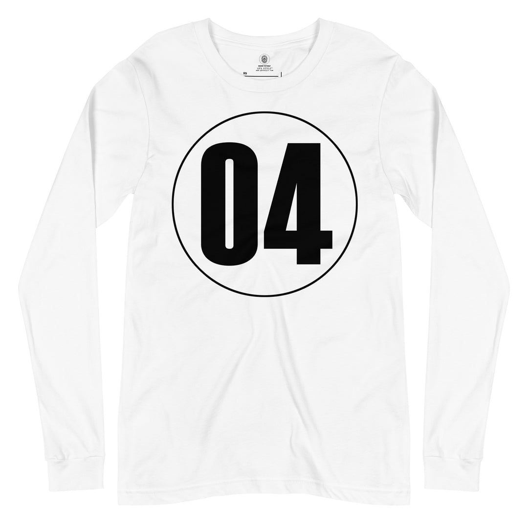 Unisex Long Sleeve Tee: Black on White 04