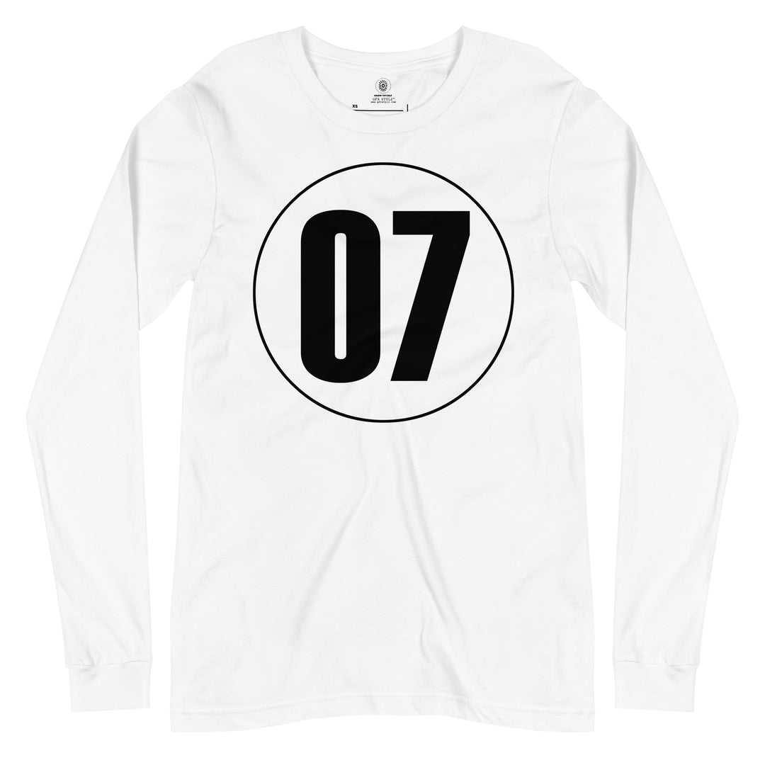 Unisex Long Sleeve Tee: Black on White 07