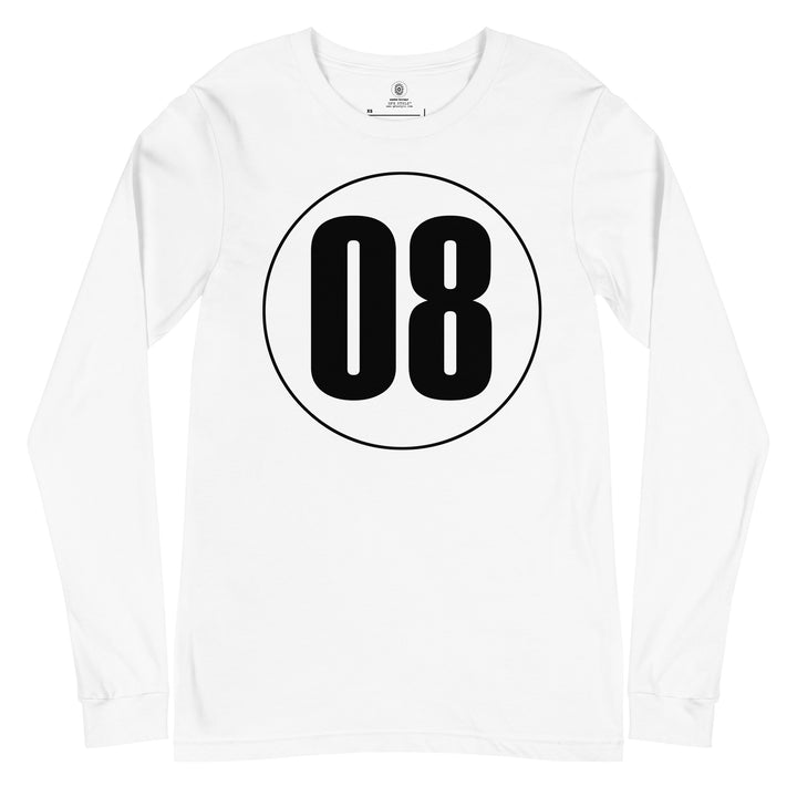 Unisex Long Sleeve Tee: Black on White 08