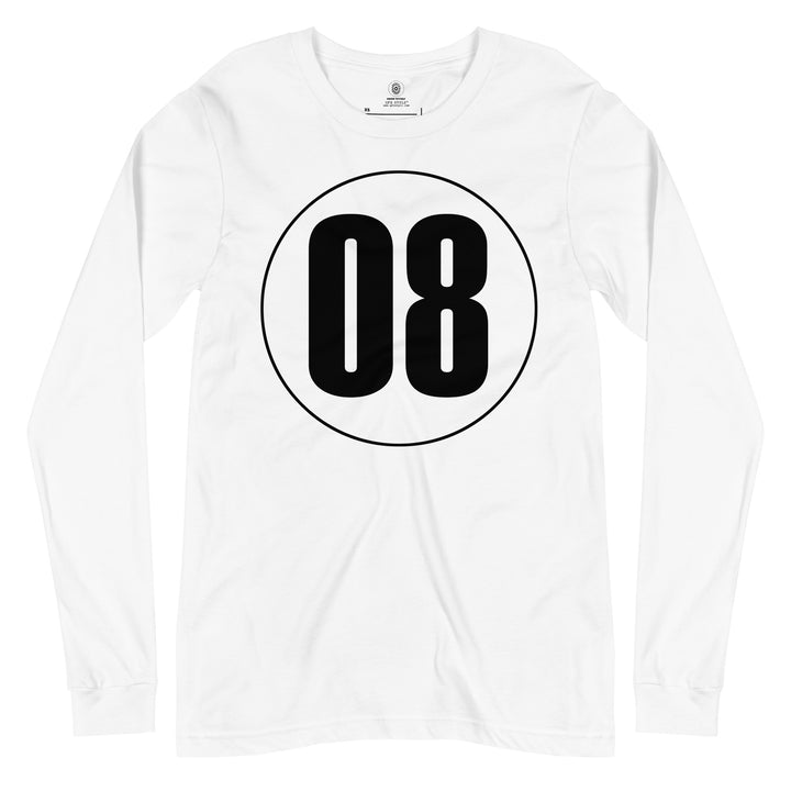 Unisex Long Sleeve Tee: Black on White 08