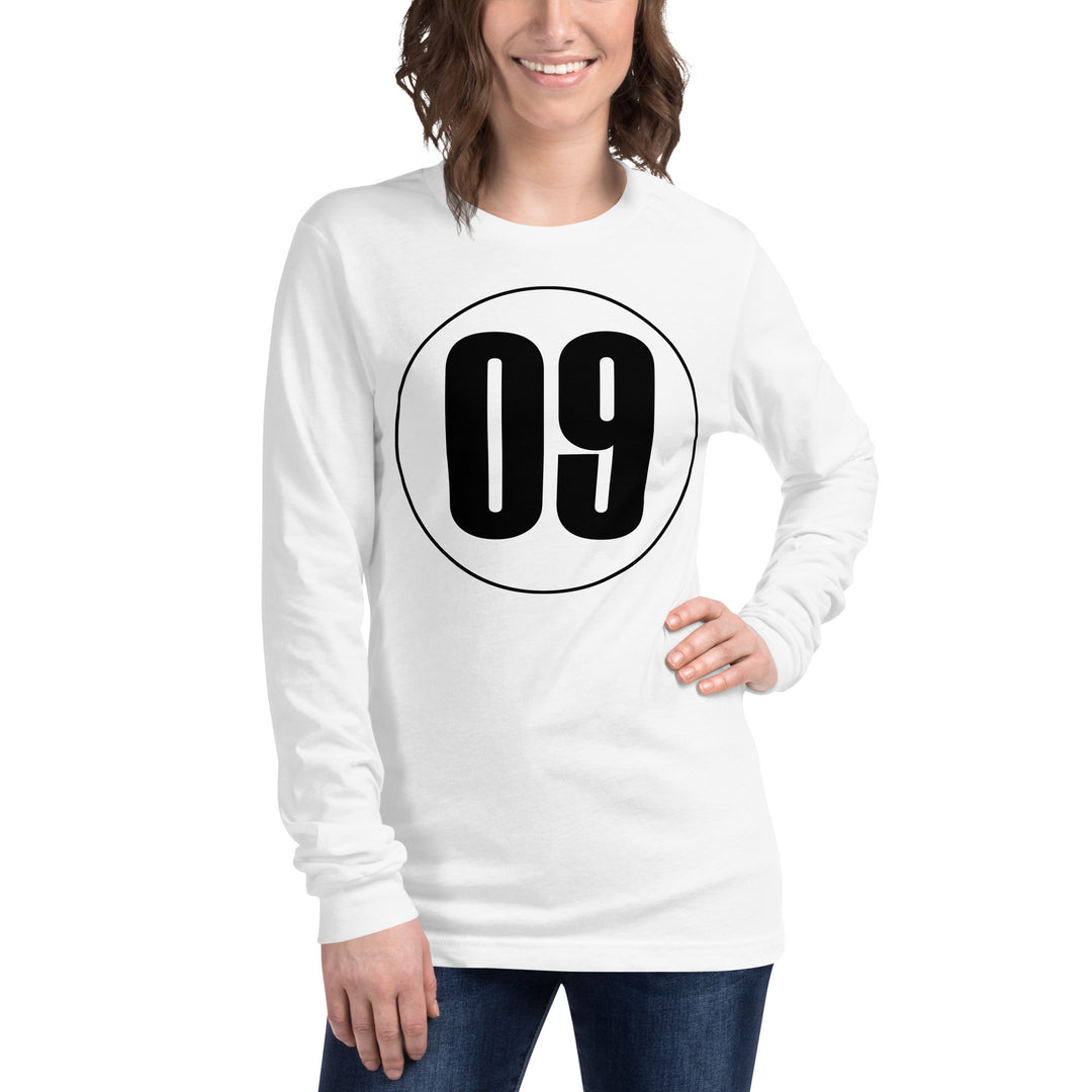 Unisex Long Sleeve Tee: Black on White 09