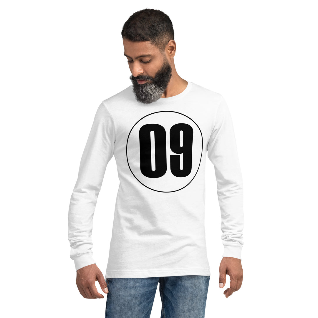 Unisex Long Sleeve Tee: Black on White 09