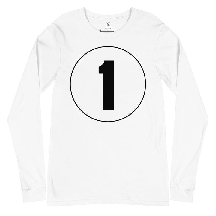 Unisex Long Sleeve Tee: Black on White 1