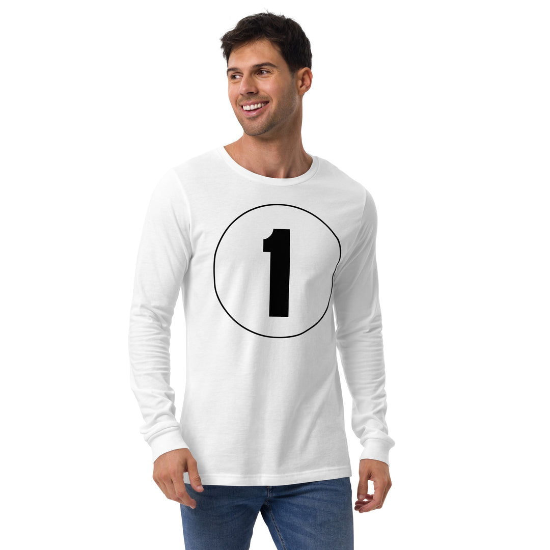 Unisex Long Sleeve Tee: Black on White 1