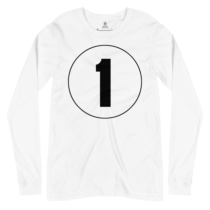 Unisex Long Sleeve Tee: Black on White 1