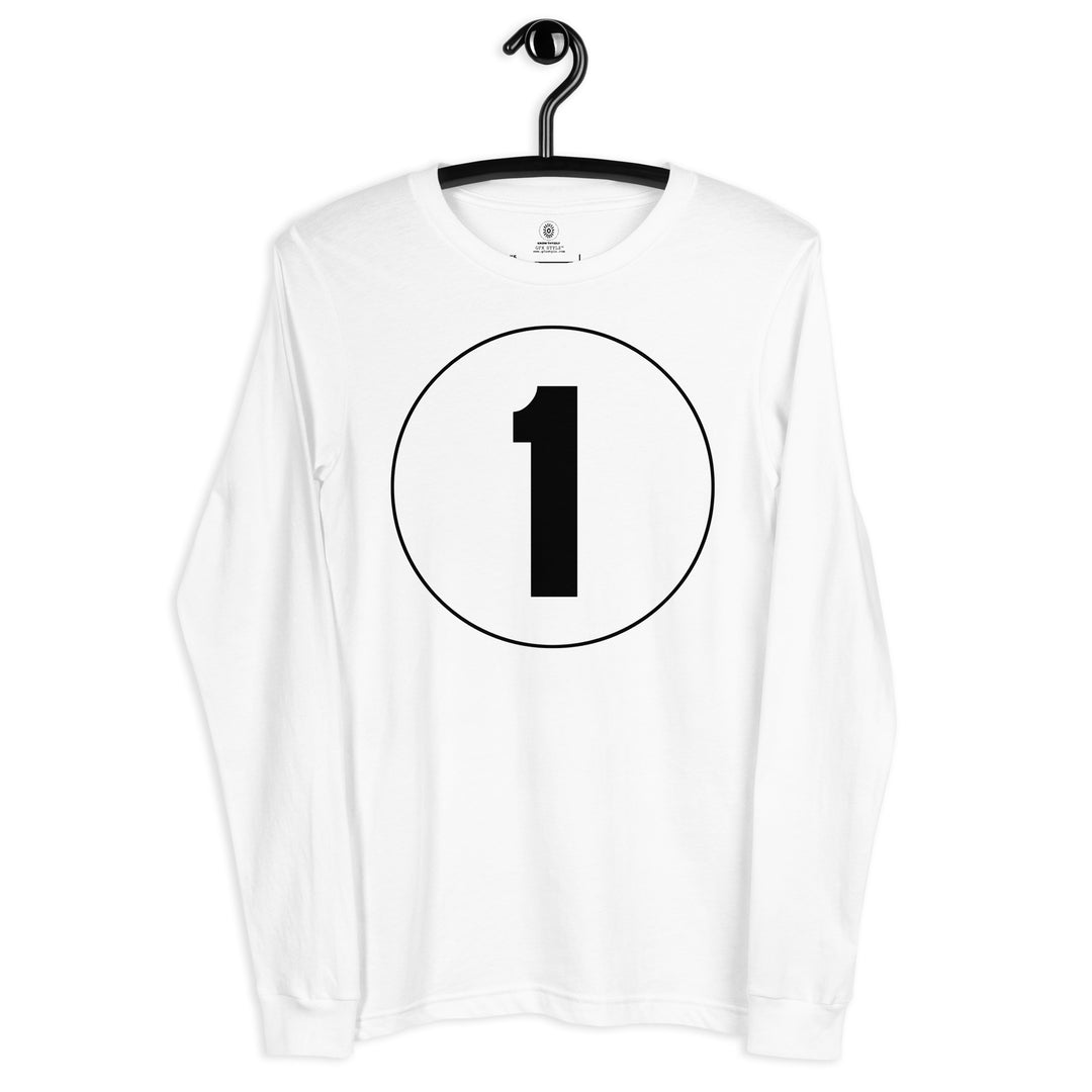 Unisex Long Sleeve Tee: Black on White 1