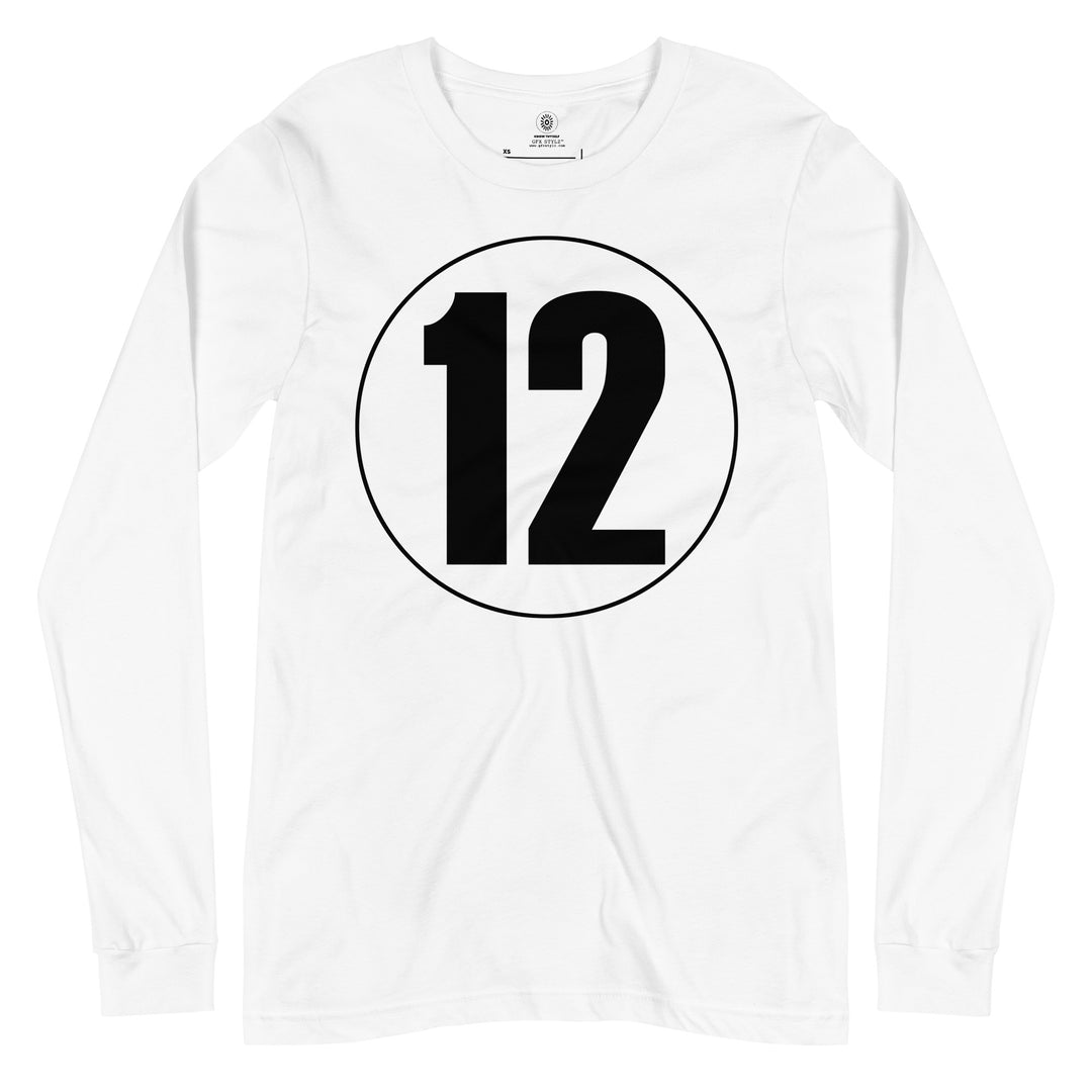 Unisex Long Sleeve Tee: Black on White 12