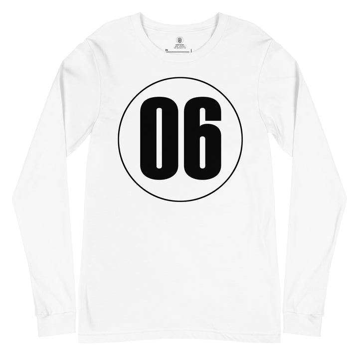 Unisex Long Sleeve Tee: Black on White 06