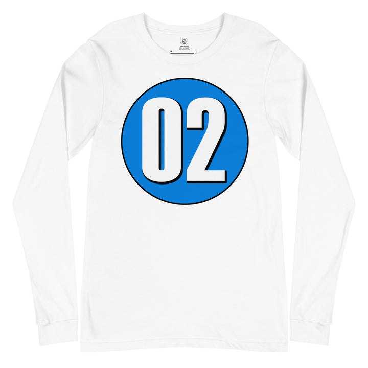 Unisex Long Sleeve Tee: White on Blue 02