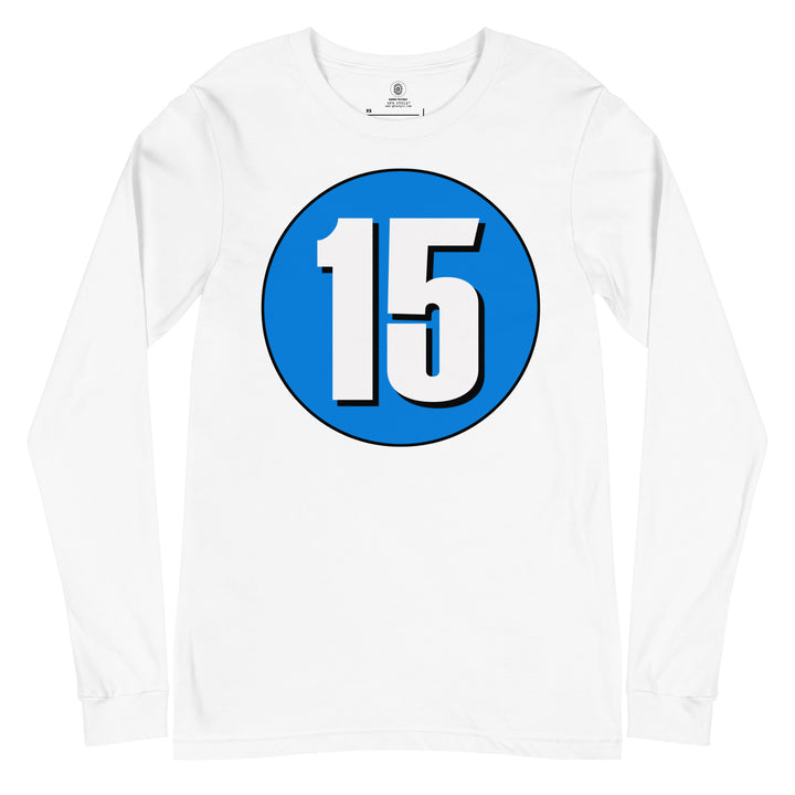 Unisex Long Sleeve Tee: White on Blue 15