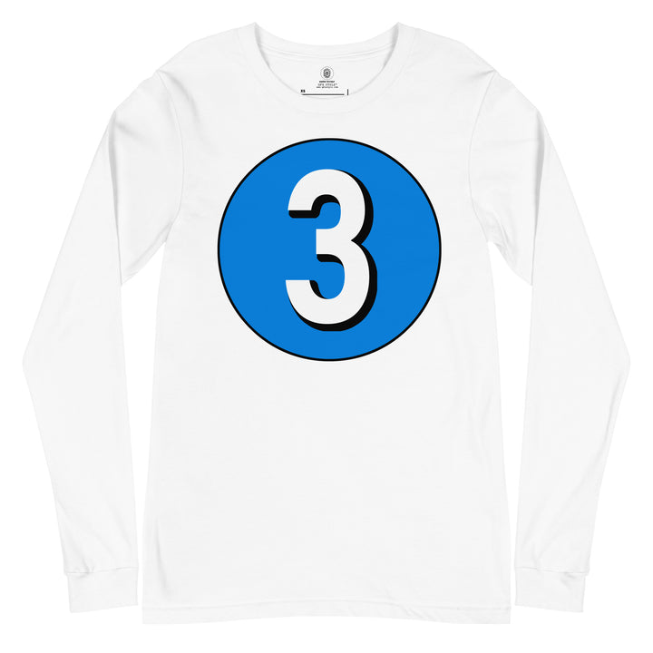 Unisex Long Sleeve Tee: White on Blue 3